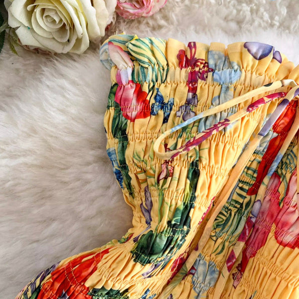 Off-shoulder Butterfly Printed Fishtail Dress