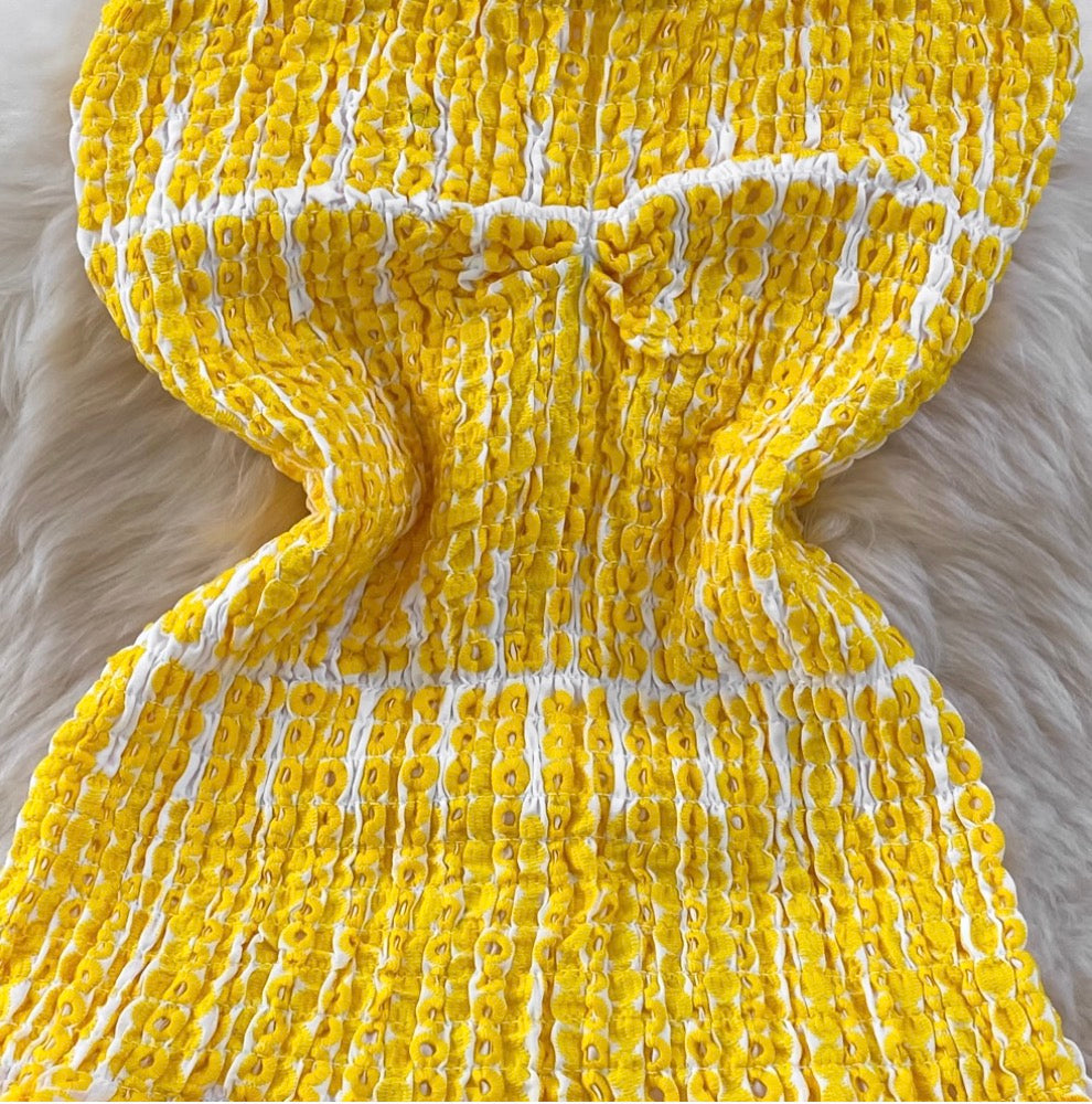 Backless Hollowed Ruffled Halter Dress