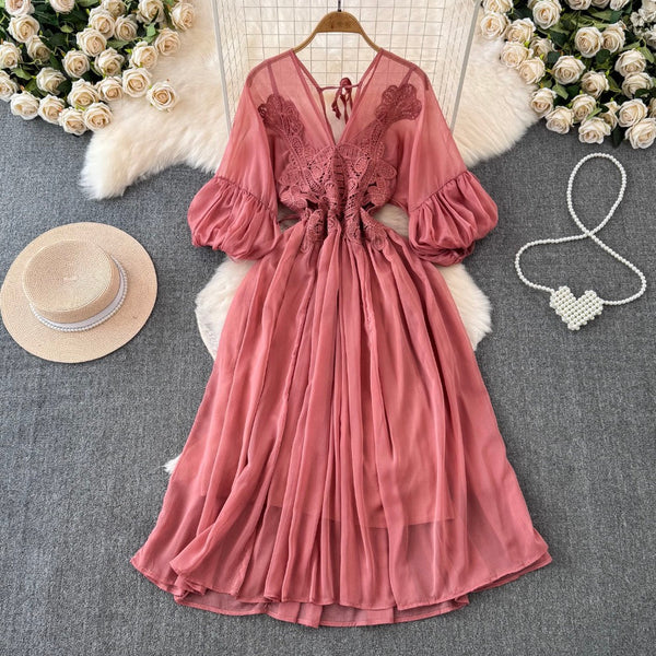 Bohemian Style Lace Chiffon Patchwork Dress