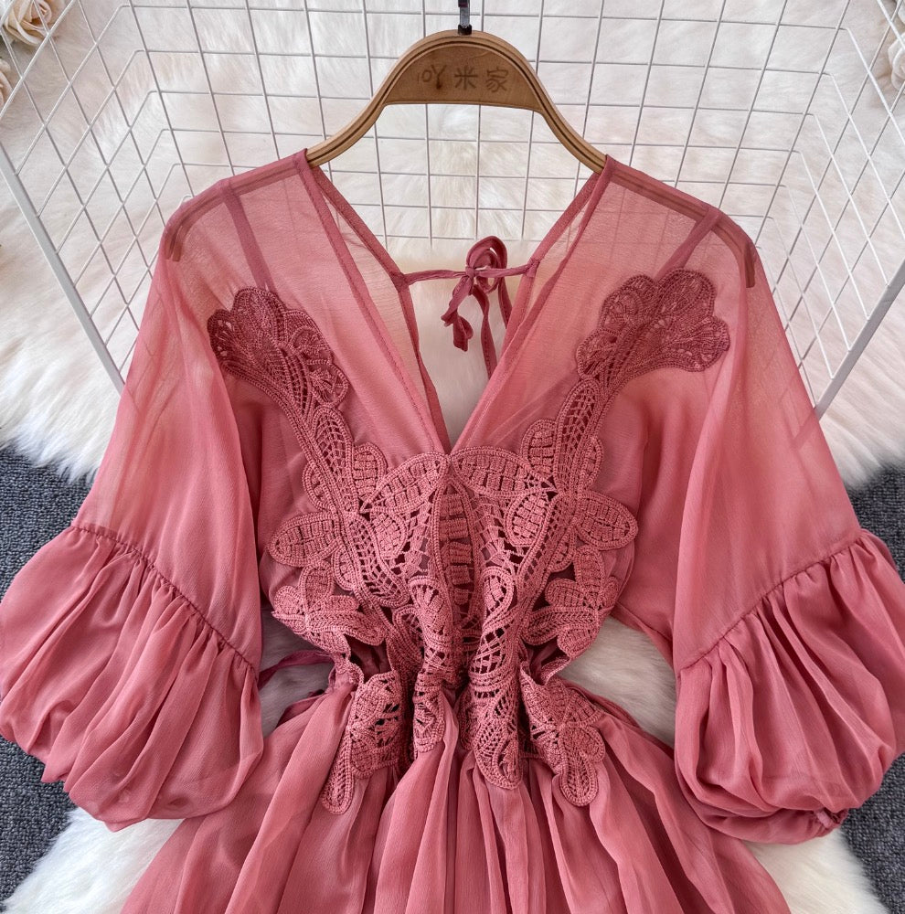 Bohemian Style Lace Chiffon Patchwork Dress