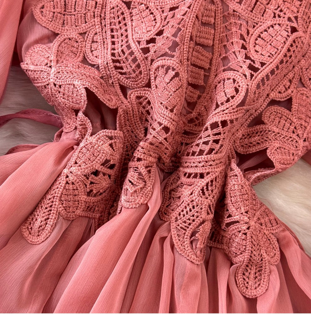 Bohemian Style Lace Chiffon Patchwork Dress