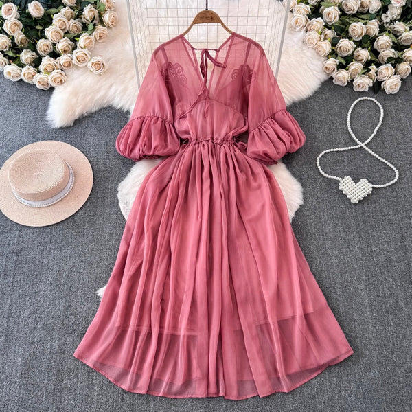 Bohemian Style Lace Chiffon Patchwork Dress
