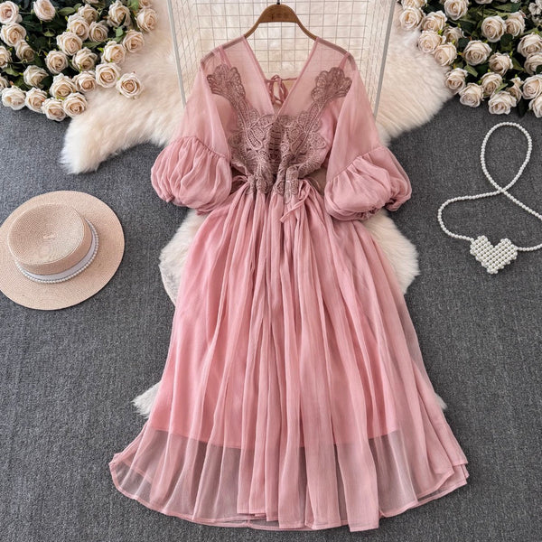 Bohemian Style Lace Chiffon Patchwork Dress