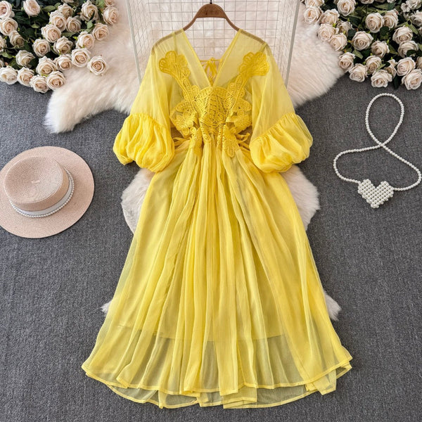 Bohemian Style Lace Chiffon Patchwork Dress