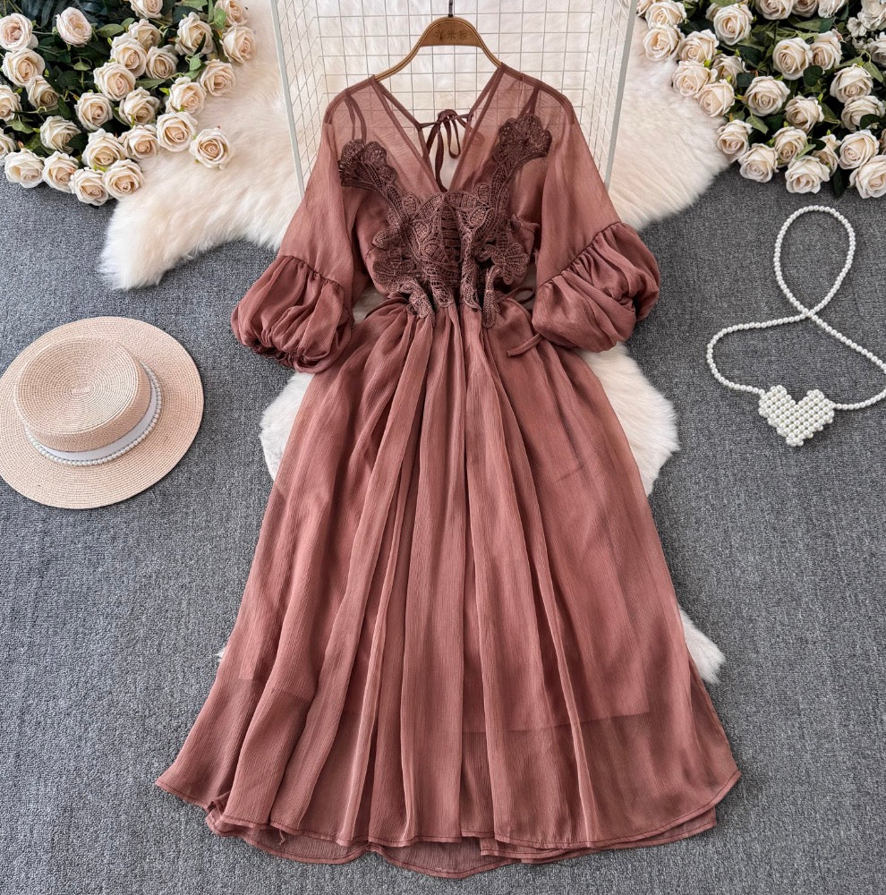 Bohemian Style Lace Chiffon Patchwork Dress