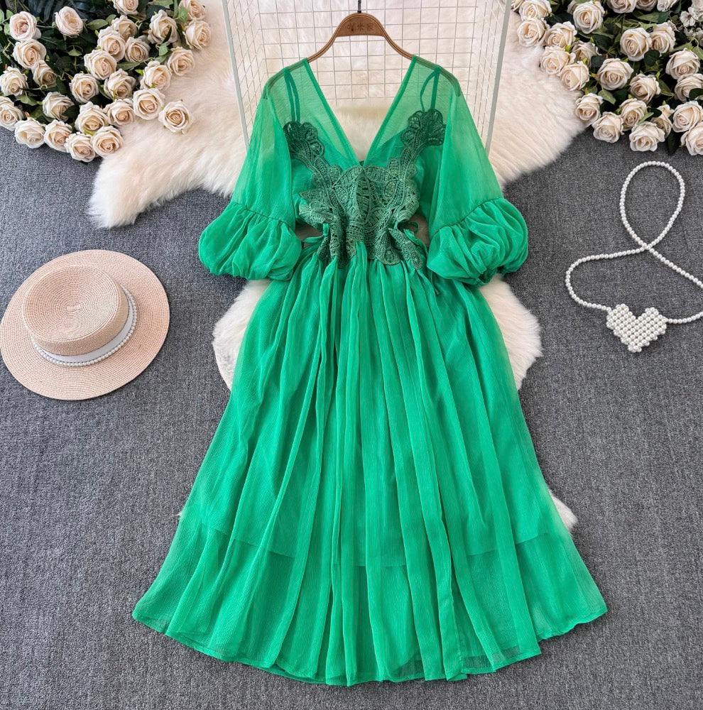 Bohemian Style Lace Chiffon Patchwork Dress