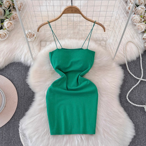 Simple Design Hip-wrapping Short Dress
