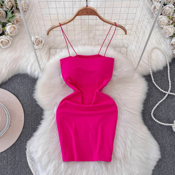 Simple Design Hip-wrapping Short Dress