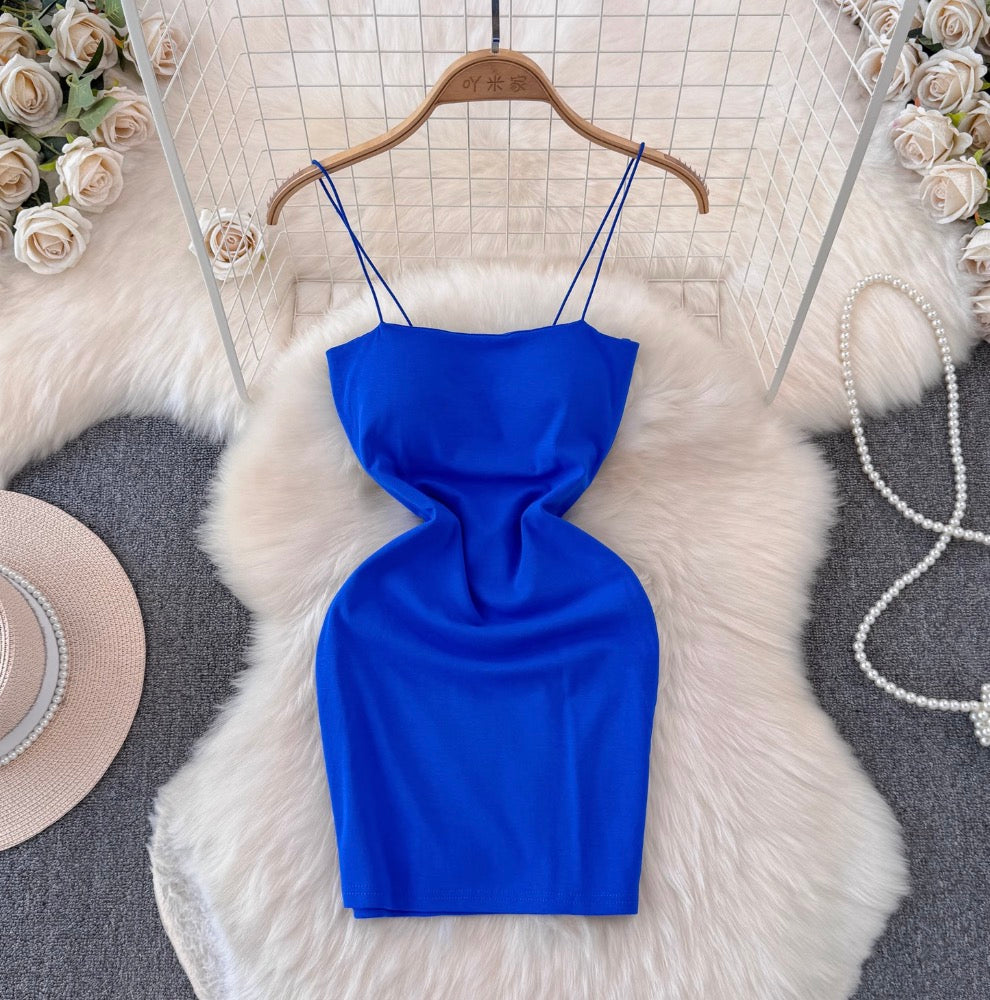 Simple Design Hip-wrapping Short Dress