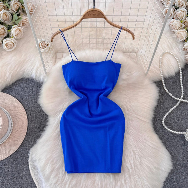 Simple Design Hip-wrapping Short Dress