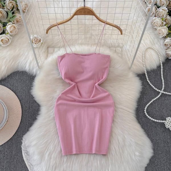 Simple Design Hip-wrapping Short Dress