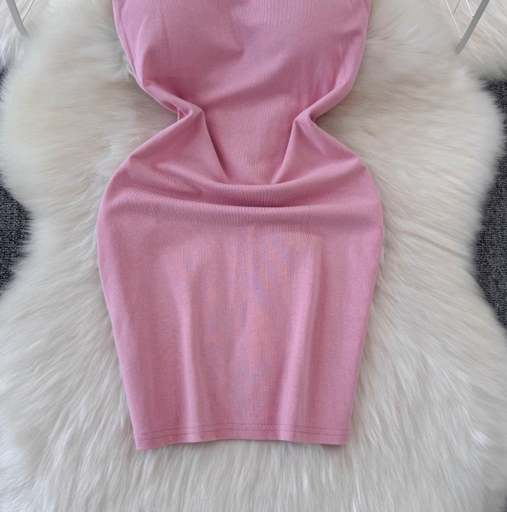 Simple Design Hip-wrapping Short Dress