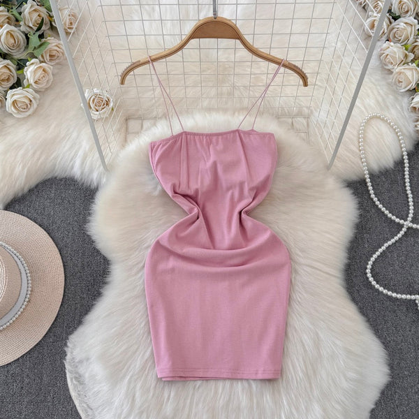 Simple Design Hip-wrapping Short Dress