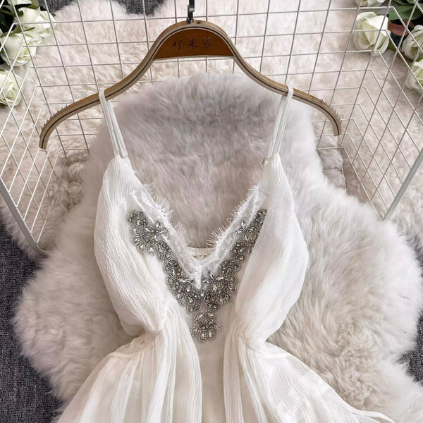 Beaded V-neck Fairy Slip Dress