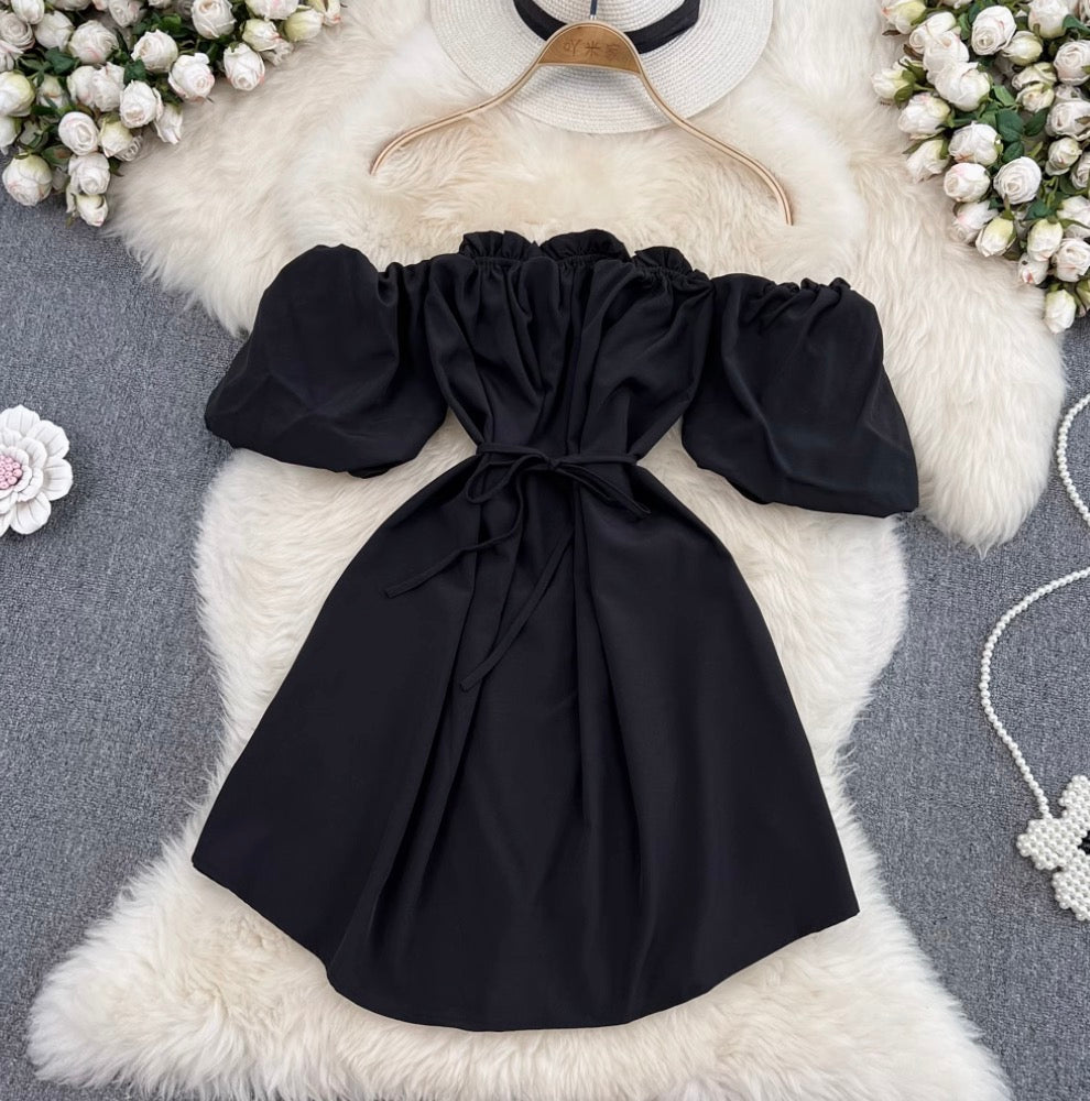 Solid Color Ruffled A-line Dress