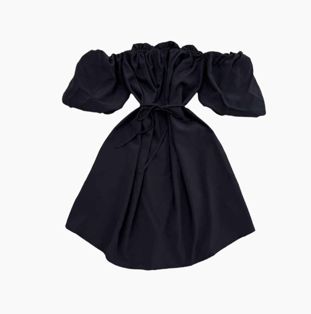 Solid Color Ruffled A-line Dress