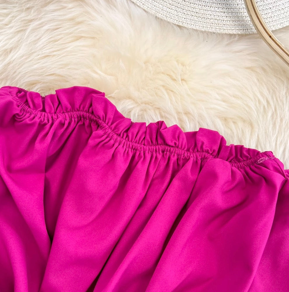 Solid Color Ruffled A-line Dress
