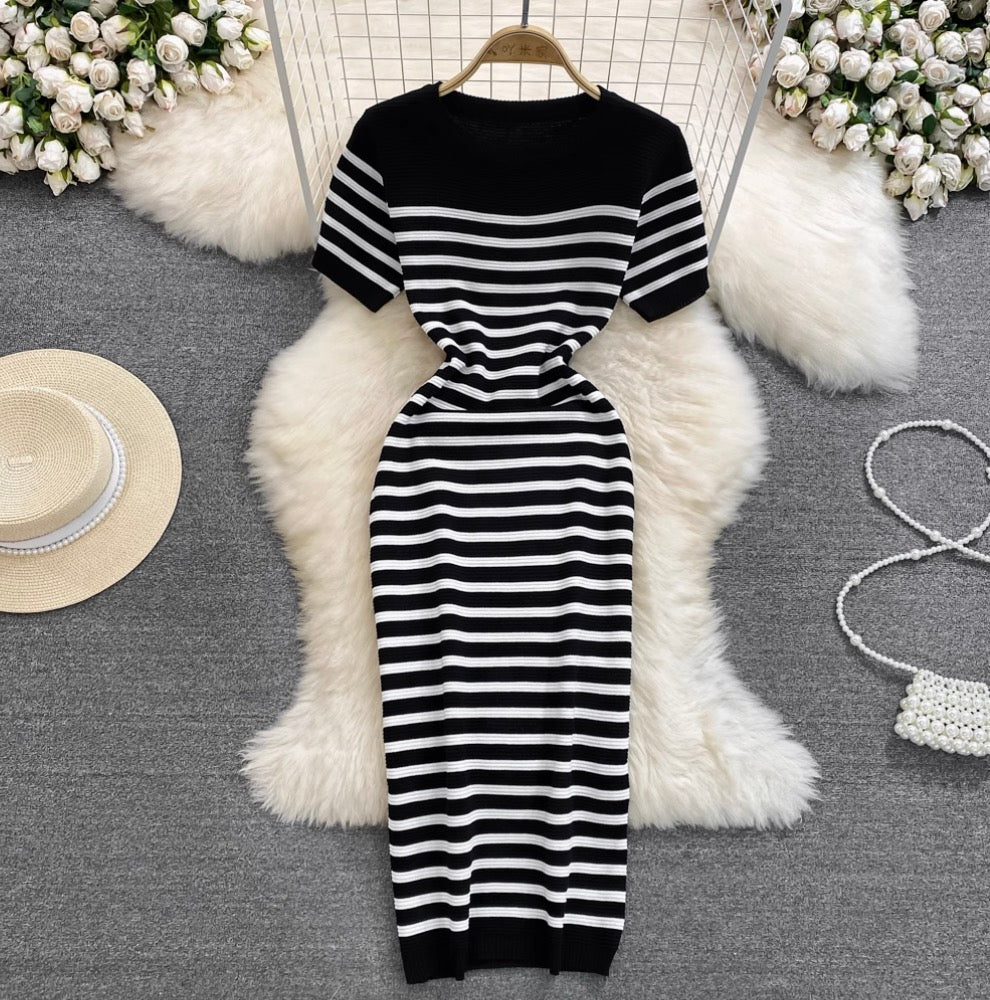 Sweetie Crew Neck Striped Dress