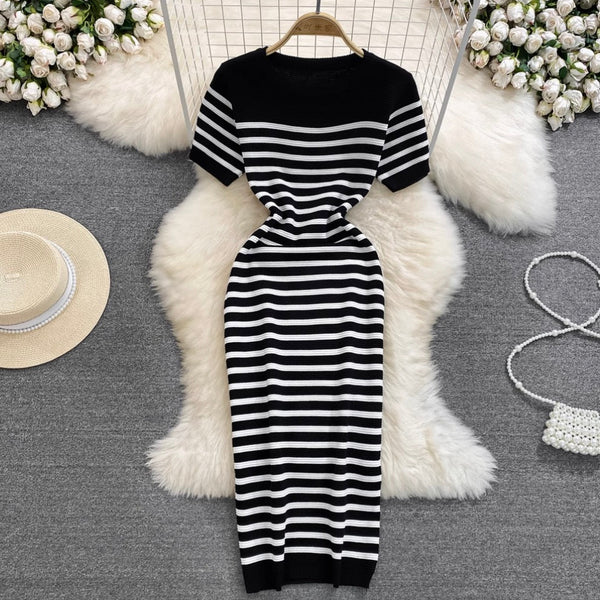 Sweetie Crew Neck Striped Dress