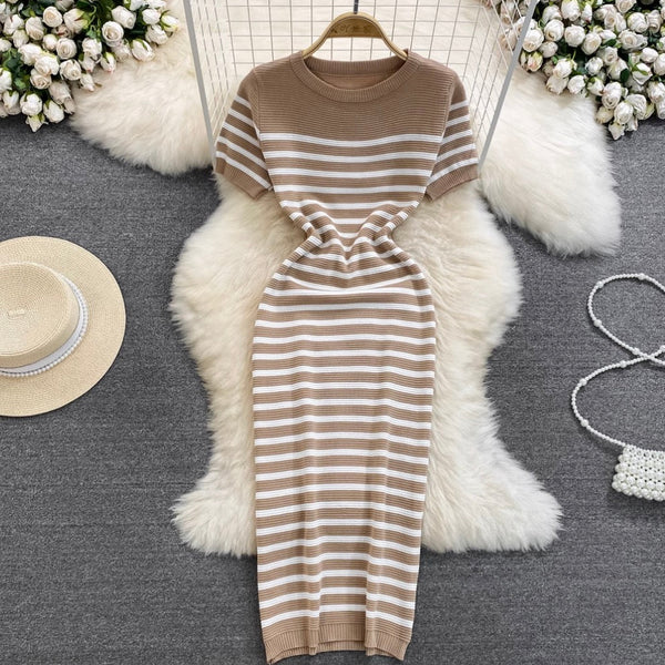 Sweetie Crew Neck Striped Dress