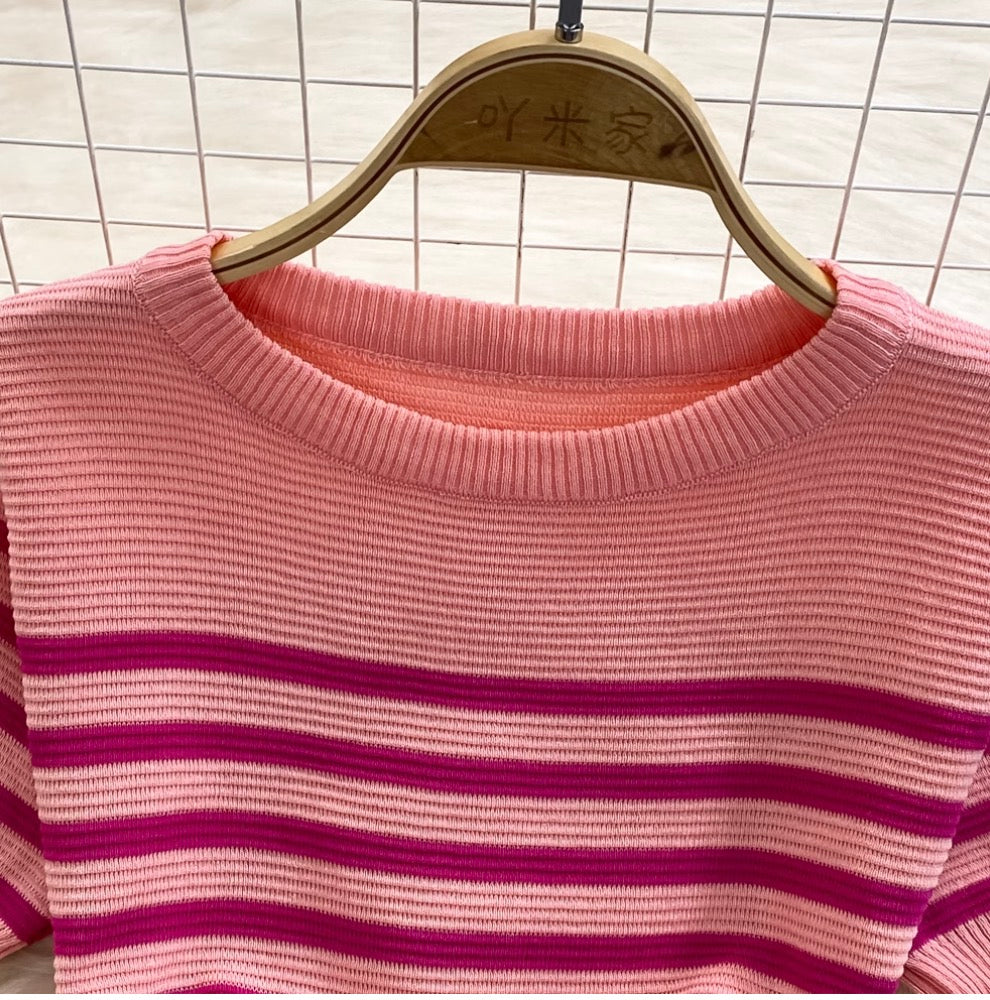 Sweetie Crew Neck Striped Dress