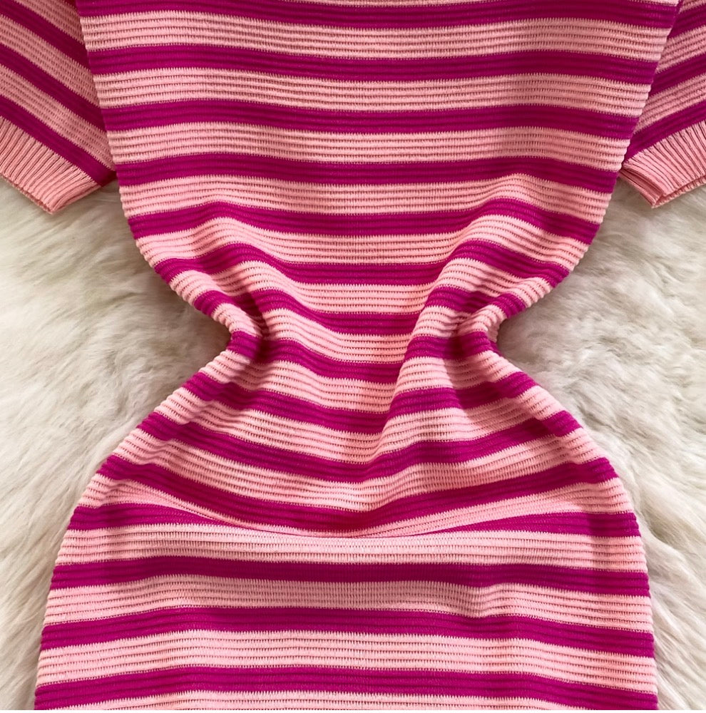 Sweetie Crew Neck Striped Dress