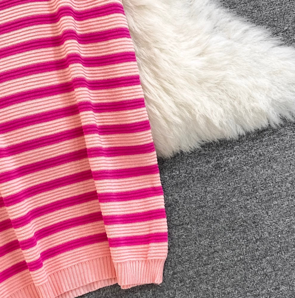 Sweetie Crew Neck Striped Dress