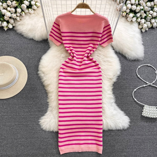 Sweetie Crew Neck Striped Dress