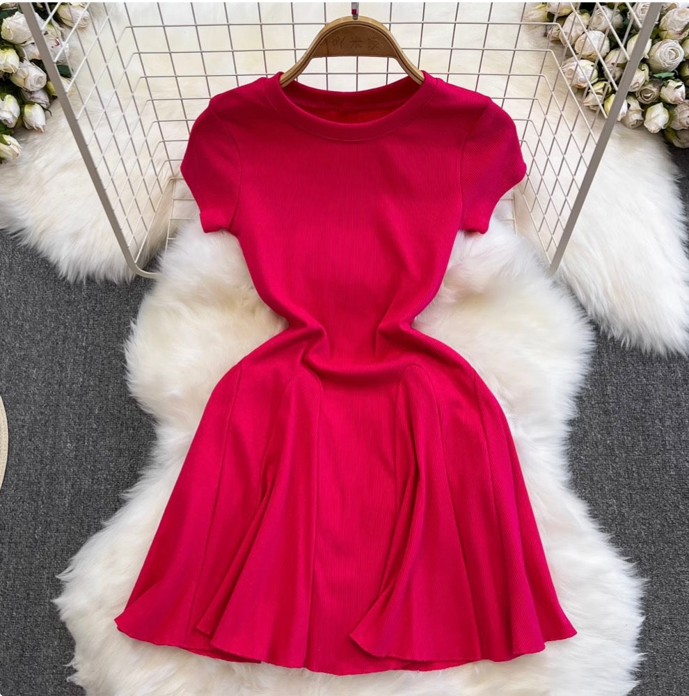 Solid Color A-line Puffy Dress