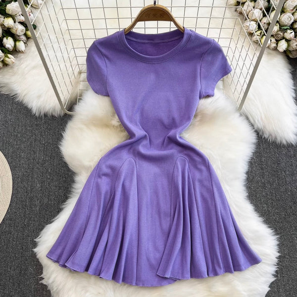Solid Color A-line Puffy Dress