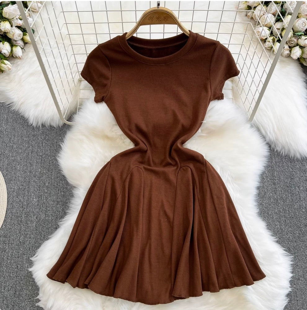 Solid Color A-line Puffy Dress