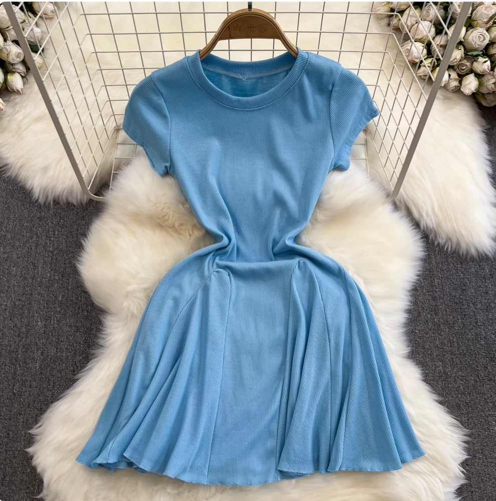 Solid Color A-line Puffy Dress