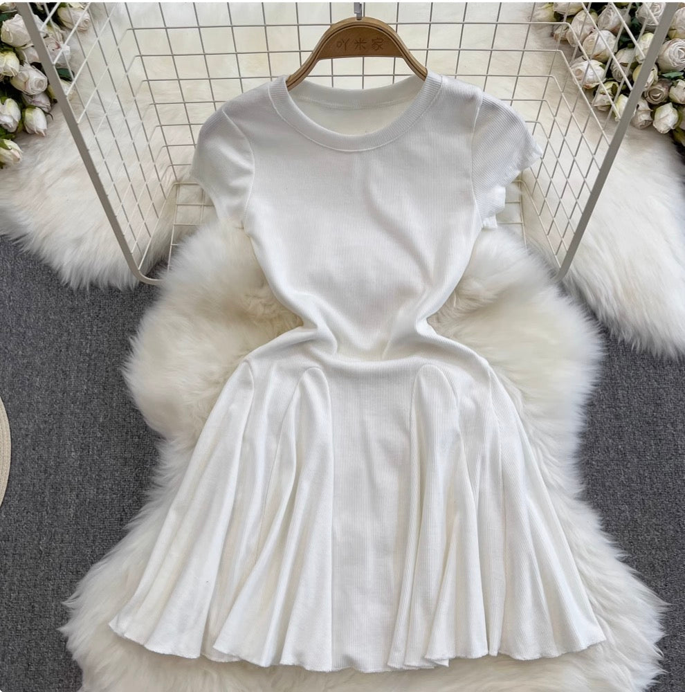 Solid Color A-line Puffy Dress