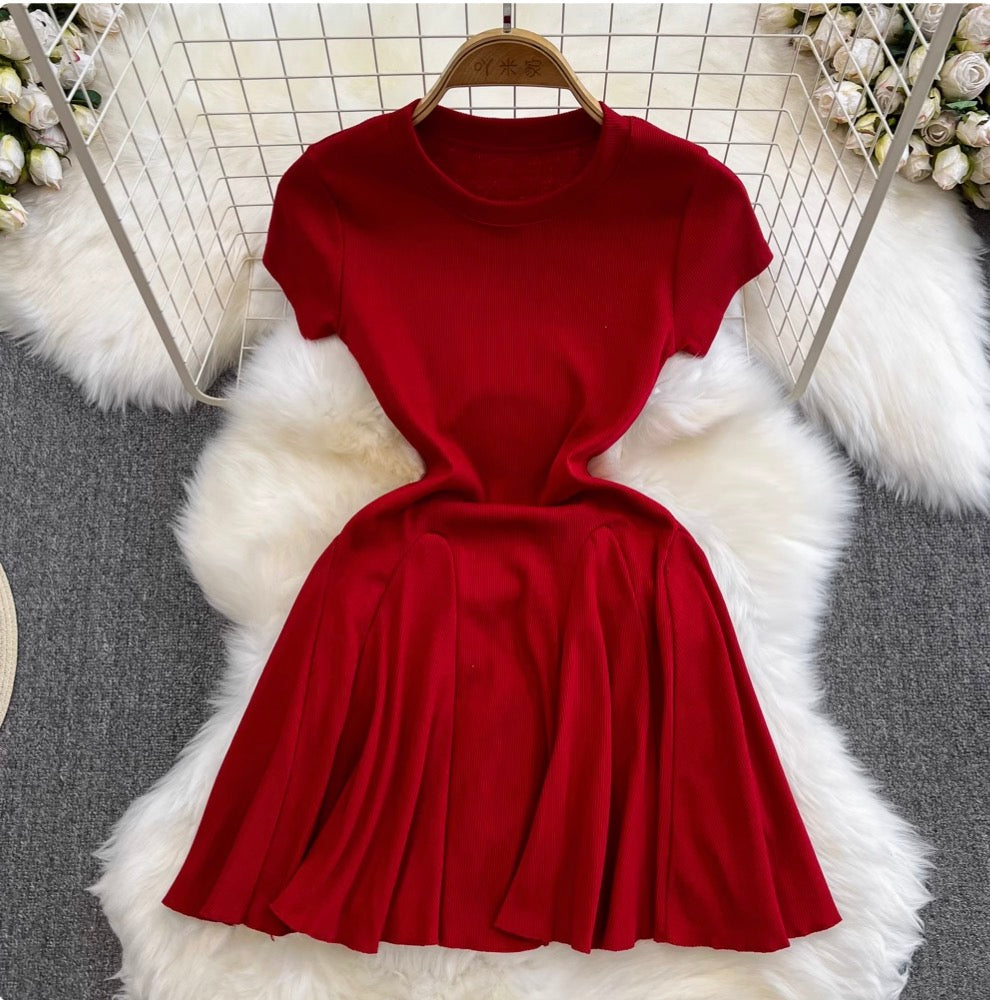 Solid Color A-line Puffy Dress