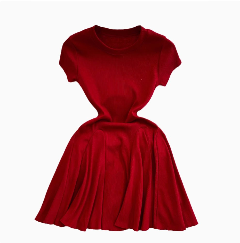 Solid Color A-line Puffy Dress