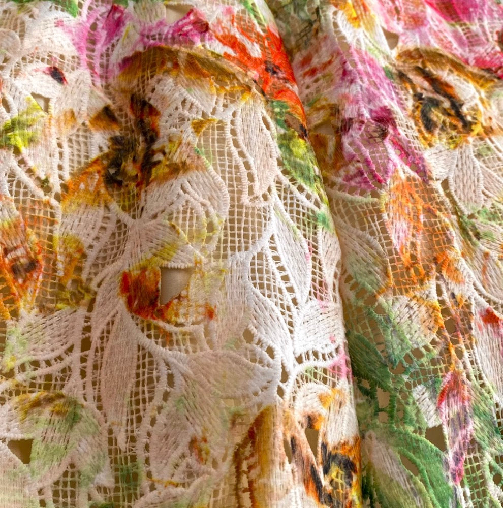 French Style Colorful Floral Lace Dress