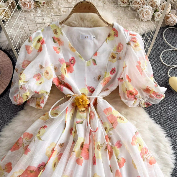 Sweetie V-neck Floral Printed Dress