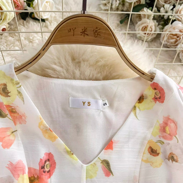 Sweetie V-neck Floral Printed Dress