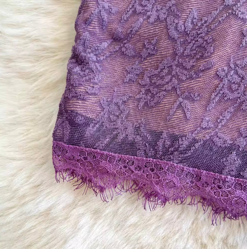 Backless Embroidery Lace Slip Dress