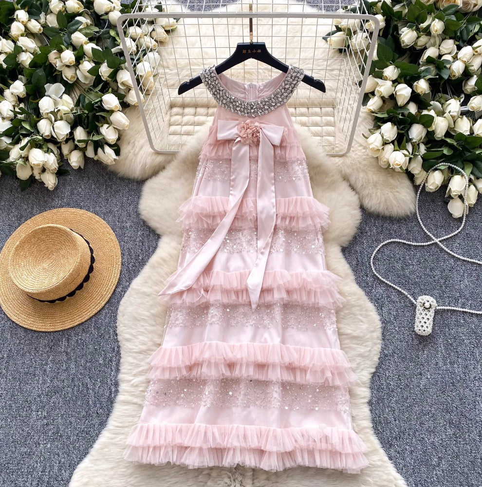 Sequined Patchwork Sleeveless Cake Dress