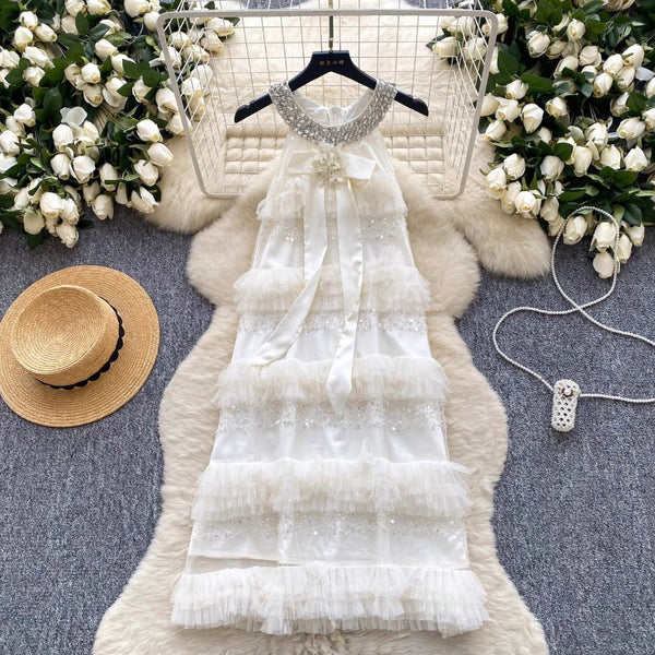 Sequined Patchwork Sleeveless Cake Dress