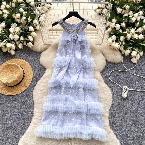 Sequined Patchwork Sleeveless Cake Dress