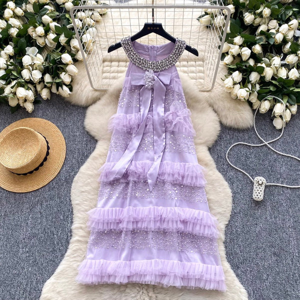 Sequined Patchwork Sleeveless Cake Dress