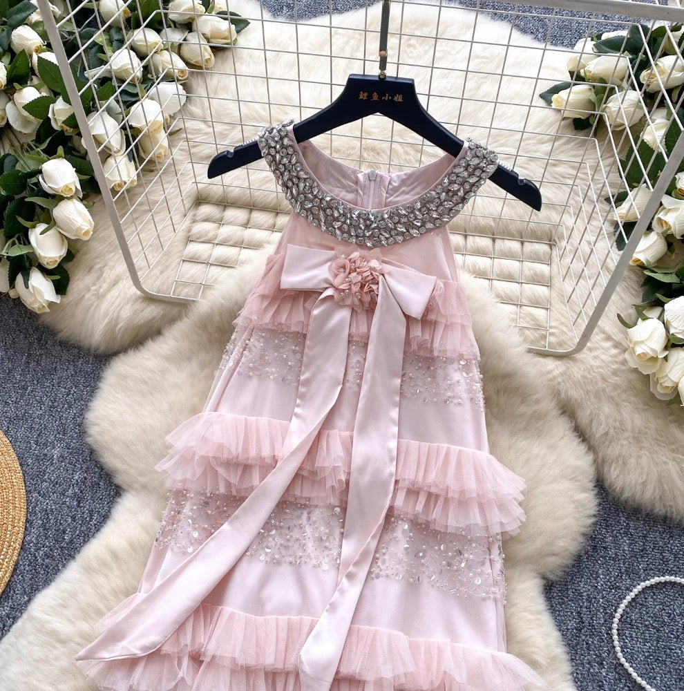 Sequined Patchwork Sleeveless Cake Dress