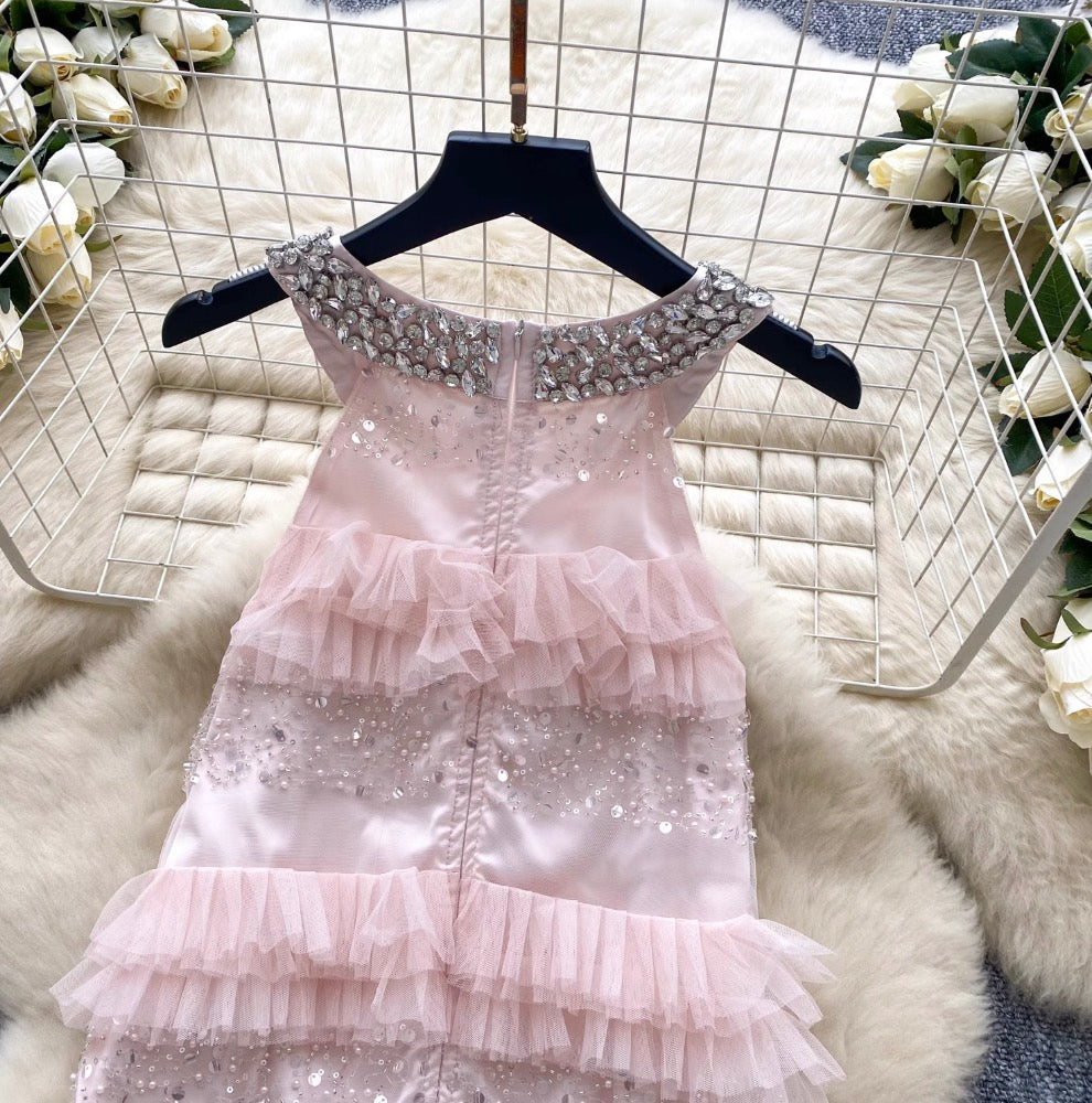 Sequined Patchwork Sleeveless Cake Dress