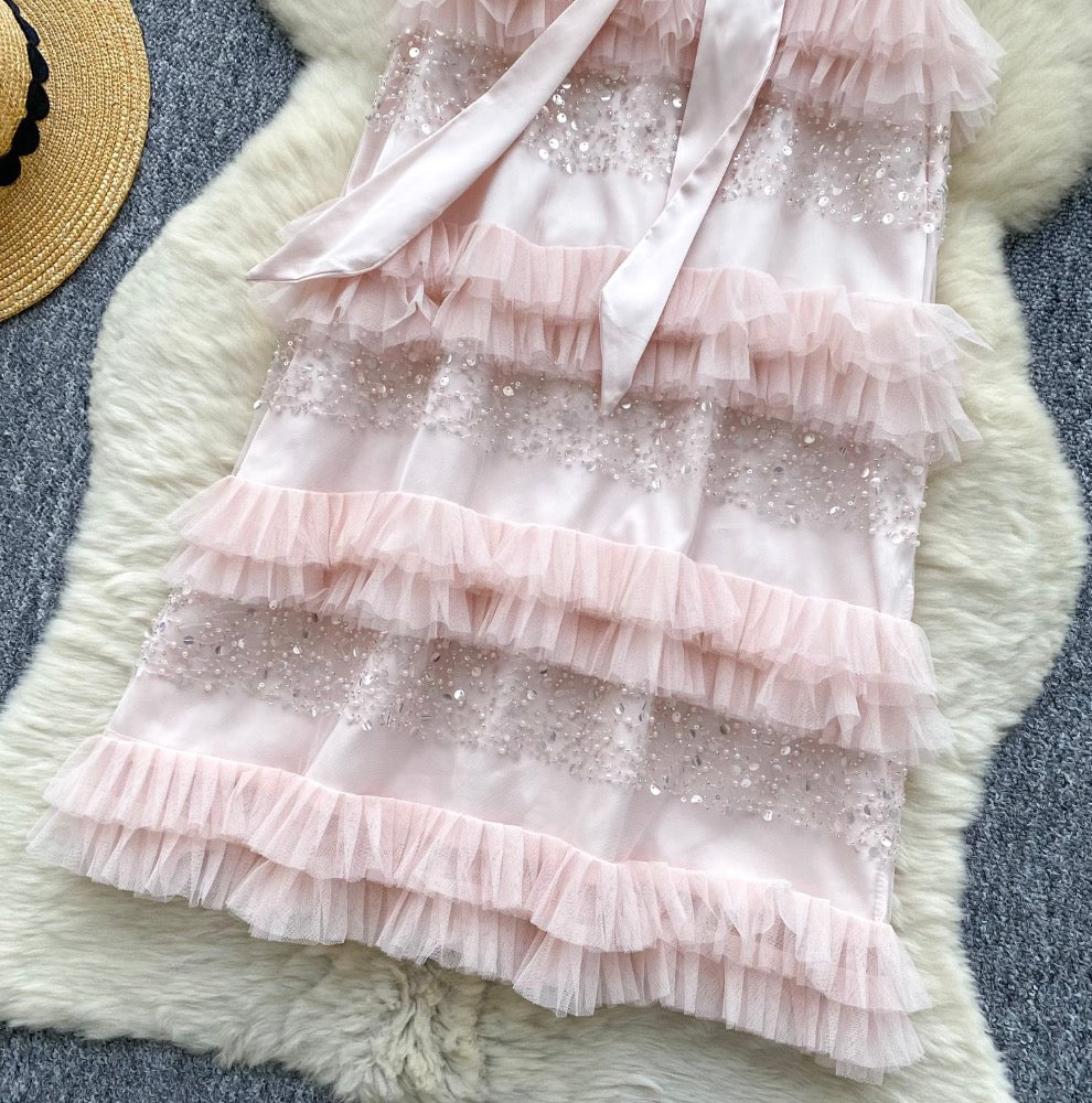 Sequined Patchwork Sleeveless Cake Dress