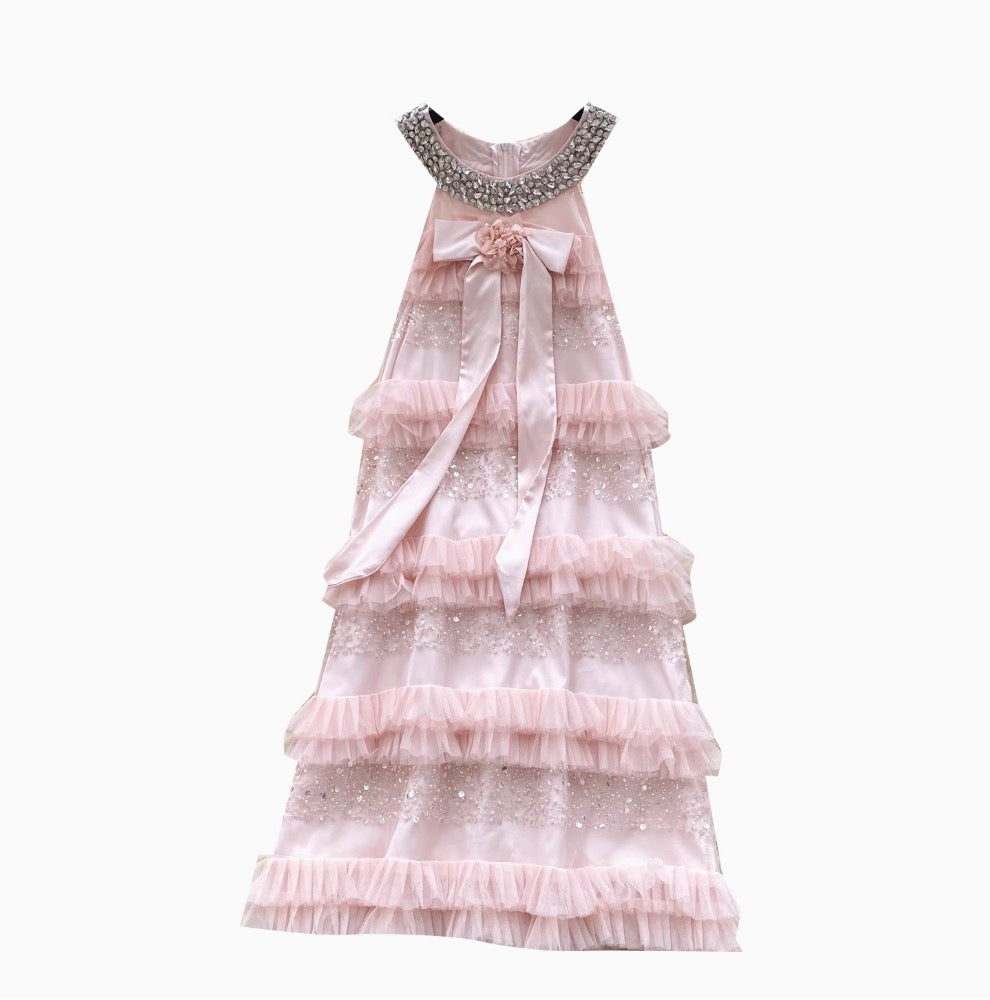 Sequined Patchwork Sleeveless Cake Dress