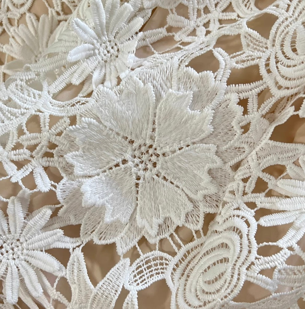 Lace Patchwork Cut Floral White Dress