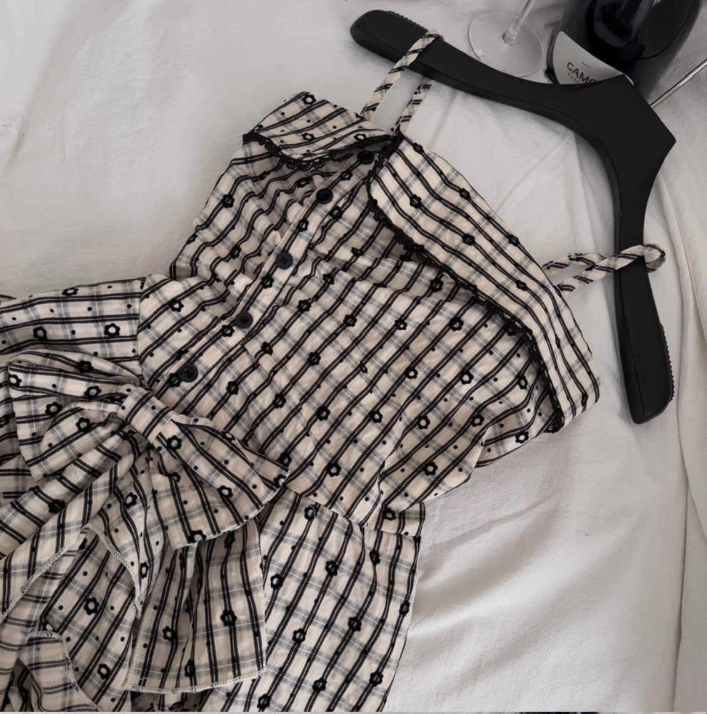 Irregular Design Plaid Slip Dress