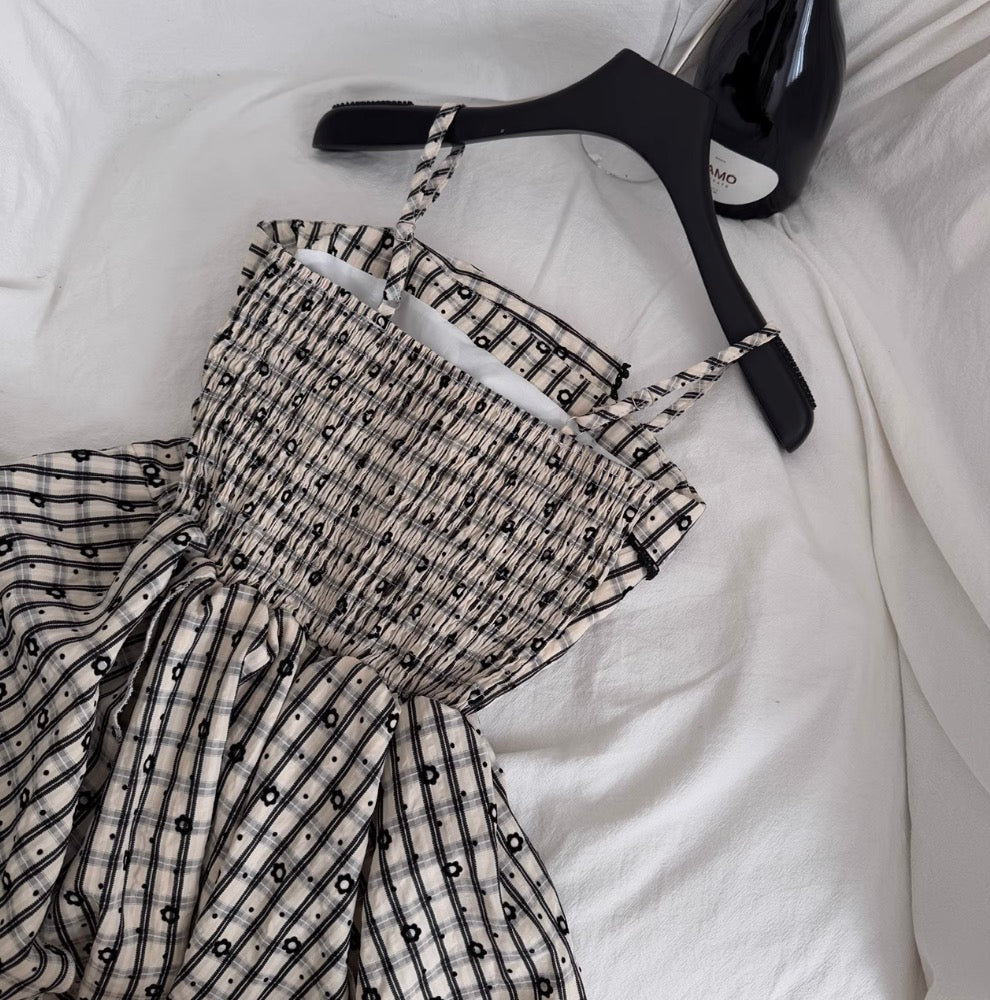 Irregular Design Plaid Slip Dress